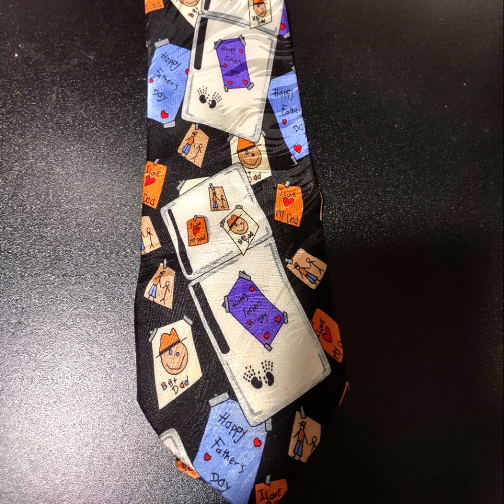 EUC Carter & Holmes Father's Day Tie Novelty Best Dad Cartoonish